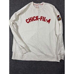 Chick-fil-A Originals Men’s 3XL White Crewneck Fleece Sweatshirt Red Logo‎
